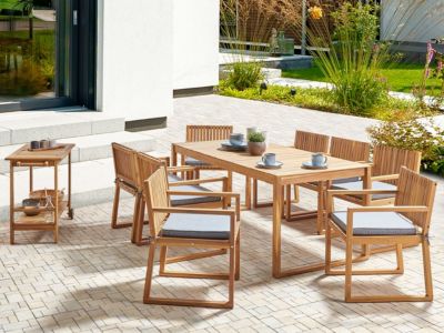 Salle à manger de jardin 8 places SASSARI II avec coussins Bois d'acacia certifié Gris