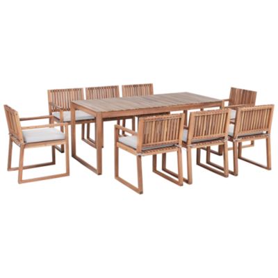 Salle à manger de jardin 8 places SASSARI PREMIUM avec coussins Bois d'acacia certifié Gris clair