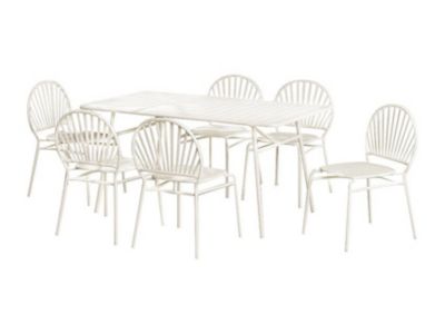Salle à manger de jardin en métal : une table L.160 cm et 6 chaises - Beige - CEDEIRA de MYLIA