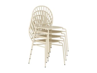 Salle à manger de jardin en métal : une table L.160 cm et 6 chaises - Beige - CEDEIRA de MYLIA