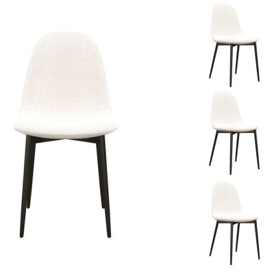SALLY-Chaise en tissu bouclette Ecru (x4)