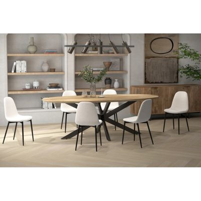 SALLY-Chaise en tissu bouclette Ecru (x4)