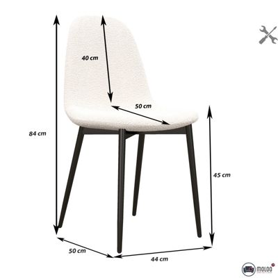 SALLY-Chaise en tissu bouclette Ecru (x4)