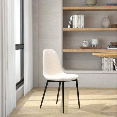 SALLY-Chaise en tissu bouclette Ecru (x4)