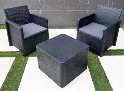 Salon bas de jardin 2 personnes Nassau gris anthracite