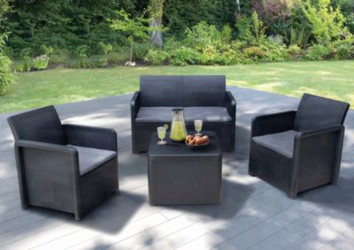 Salon bas de jardin 2 personnes Nassau gris anthracite