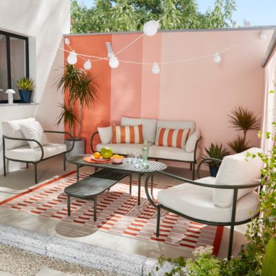 Salon bas de jardin 4 personnes aluminium Aura vert foncé Arcane