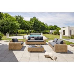 Salon bas de jardin 6 personnes Papette résine tressée