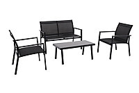 Salon bas de jardin en acier - Table + canapé + 2 chaises