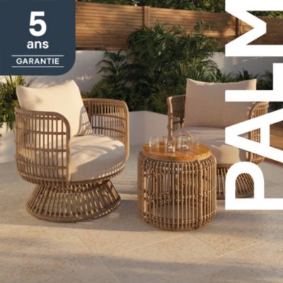 Salon bas de jardin en rotin Goodhome PALM 2 personnes
