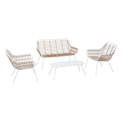 Salon bas de jardin Paopao blanc et beige 4 personnes Hespéride