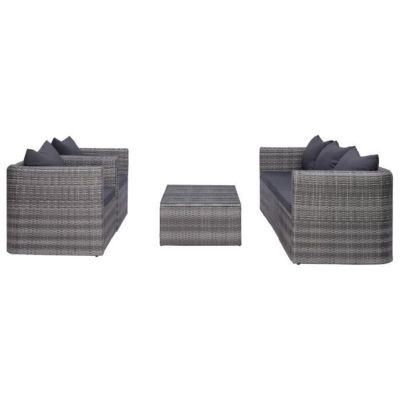 Salon de détente en résine tressée 6 pièces - Gris - 100 x 60 x 33 cm