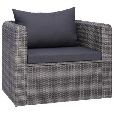 Salon de détente en résine tressée 6 pièces - Gris - 100 x 60 x 33 cm