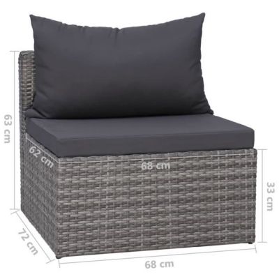 Salon de détente en résine tressée 6 pièces - Gris - 100 x 60 x 33 cm