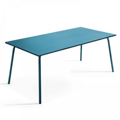 Salon de jardin 2 bancs et 4 chaises en acier bleu pacific Palavas  Oviala