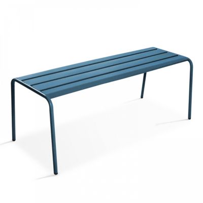 Salon de jardin 2 bancs et 4 chaises en acier bleu pacific Palavas  Oviala