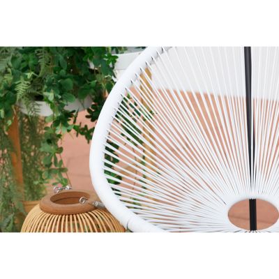 Salon de jardin 2 fauteuils ronds et table basse blanc ACAPULCO