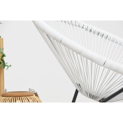 Salon de jardin 2 fauteuils ronds et table basse blanc ACAPULCO