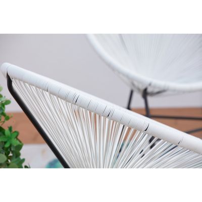 Salon de jardin 2 fauteuils ronds et table basse blanc ACAPULCO