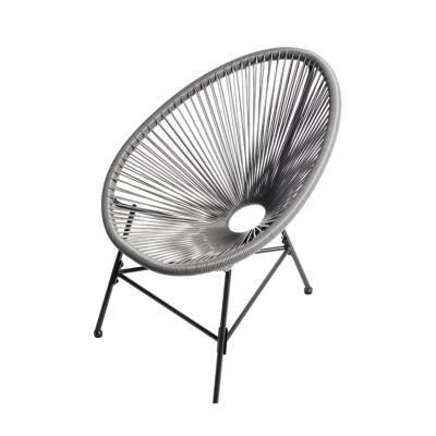 Salon de jardin 2 fauteuils ronds et table basse gris ACAPULCO