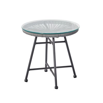 Salon de jardin 2 fauteuils ronds et table basse gris ACAPULCO