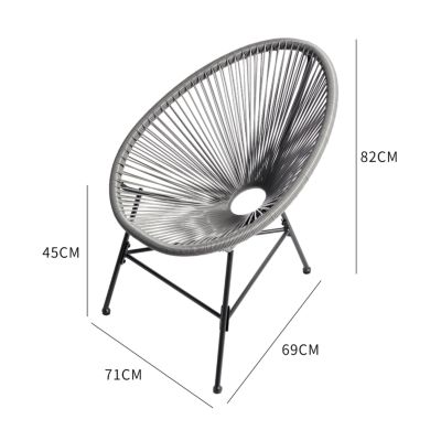 Salon de jardin 2 fauteuils ronds et table basse gris ACAPULCO
