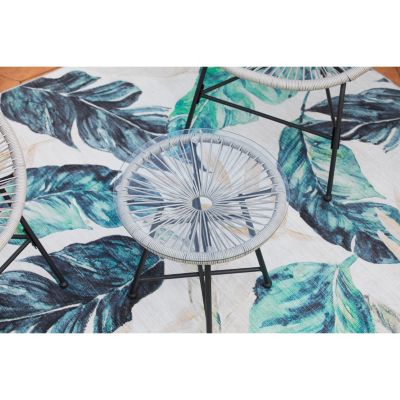 Salon de jardin 2 fauteuils ronds et table basse gris clair ACAPULCO