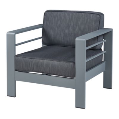 Salon de jardin 2 pièces Avise table d'appoint avec fauteuil anthracite gris foncé casa.pro