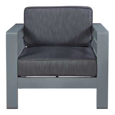 Salon de jardin 2 pièces Avise table d'appoint avec fauteuil anthracite gris foncé casa.pro