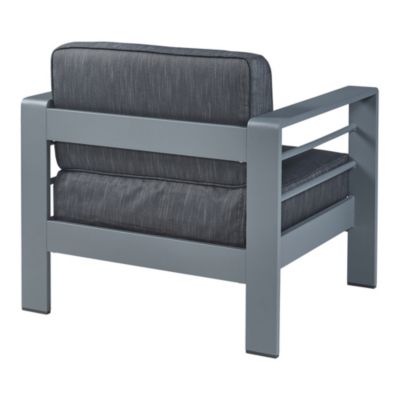 Salon de jardin 2 pièces Avise table d'appoint avec fauteuil anthracite gris foncé casa.pro