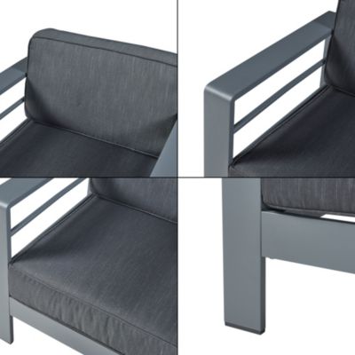 Salon de jardin 2 pièces Avise table d'appoint avec fauteuil anthracite gris foncé casa.pro