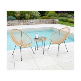 Salon de jardin 2 places en  acier coloris camel