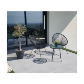 Salon de jardin 2 places en  acier coloris noir