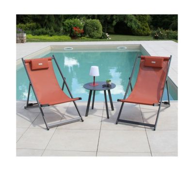 salon de jardin 2 places en aluminium coloris terracotta - athos