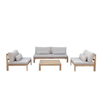 Salon de jardin 4/6 places en teck massif Taupe TOUQUET