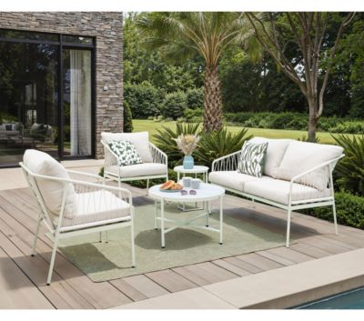 salon de jardin 4 places en acier coloris blanc - salon de jardin en acier