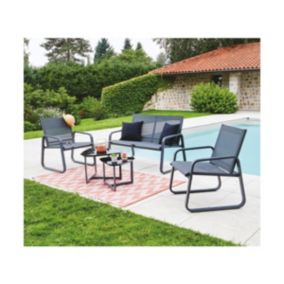 Salon de jardin 4 places en Aluminium coloris gris anthracite