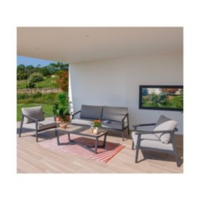 Salon de jardin 4 places en Aluminium coloris gris anthracite