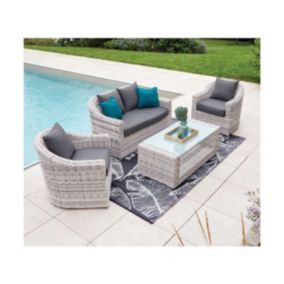 Salon de jardin 4 places en Aluminium coloris gris perle