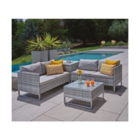 Salon de jardin 4 places en Steel coloris gris perle
