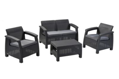 Salon de jardin 4 places et table basse Corfu - Anthracite - KETER