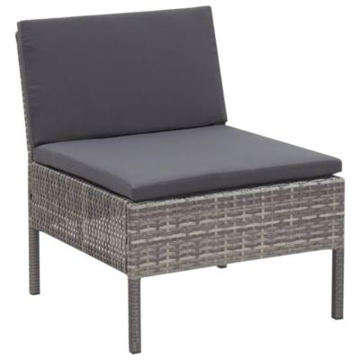 Salon de jardin 5 pièces en résine tressée avec coussins (60x60x35 cm - Gris clair)