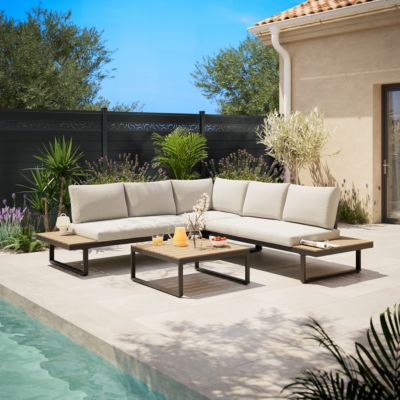 Salon de jardin 5 places noir et beige Cassis GoodHome