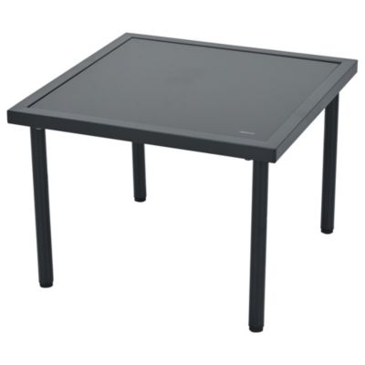 Salon de Jardin 6 Pièces en Corde Grise avec Acier Galvanisé, Table en Verre, Coussins - Mobilier Extérieur Beige, Pieds Réglables