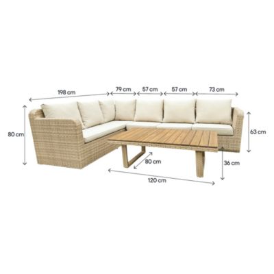 Salon de jardin 6 places beige GoodHome Elos