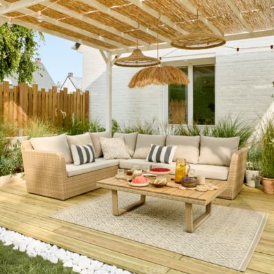 Salon de jardin 6 places beige GoodHome Elos