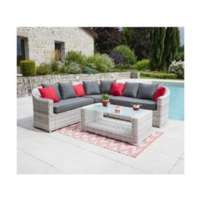 Salon de jardin 6 places en Aluminium coloris gris perle