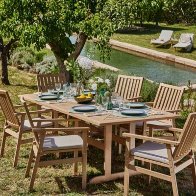 Salon de jardin 6 places en bois avec coussins - Creta