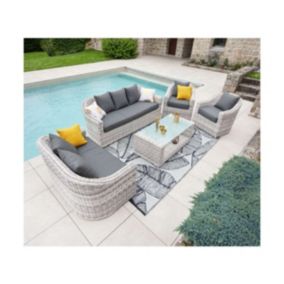 Salon de jardin 7 places en Aluminium coloris gris perle