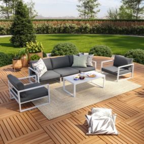 Salon de jardin aluminium 5 Places couleur blanc gris - VINCENNES